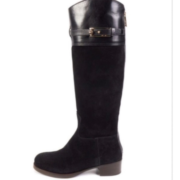 Tory Burch Jenna Black Suede & Leather Riding boot sz6.5 - Picture 3 of 6